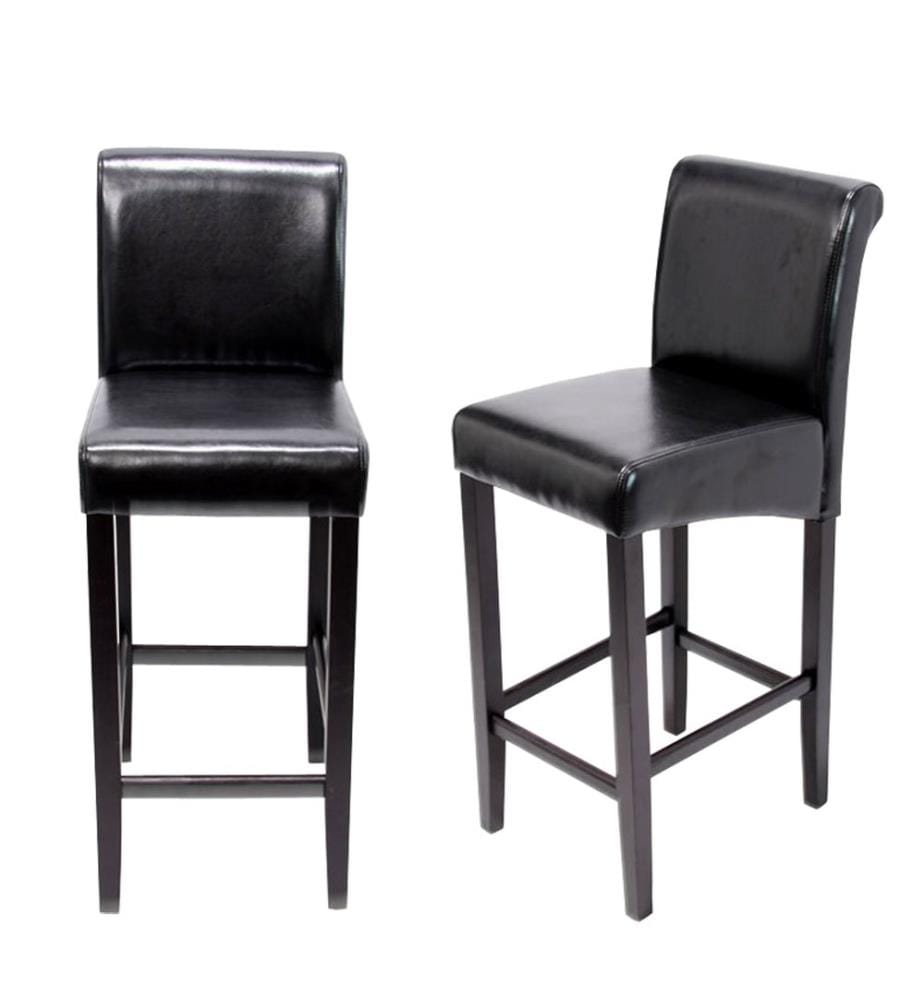2x Tabouret de bar chaise de bar Lancy - noir pieds foncés cuir