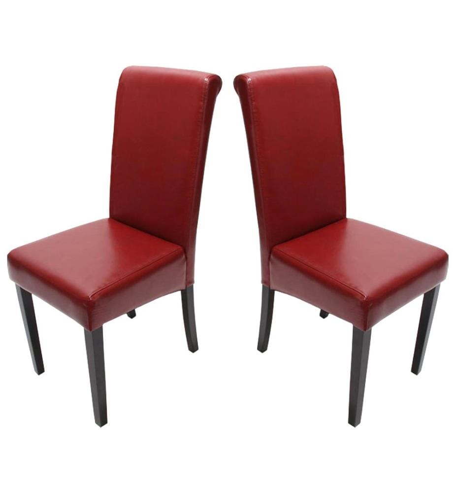 2x Chaise de salle à manger Novara II cuir - pieds rouges foncés