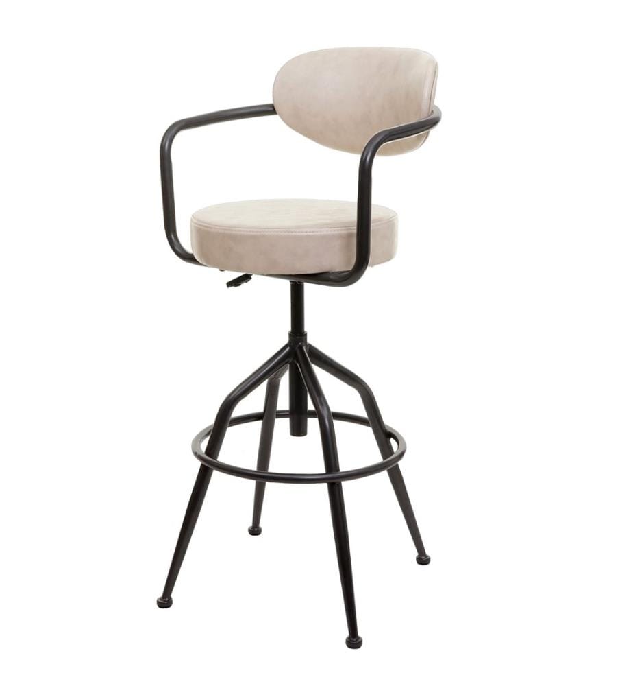 Tabouret de bar industriel aspect daim beige vintage JAM-H10
