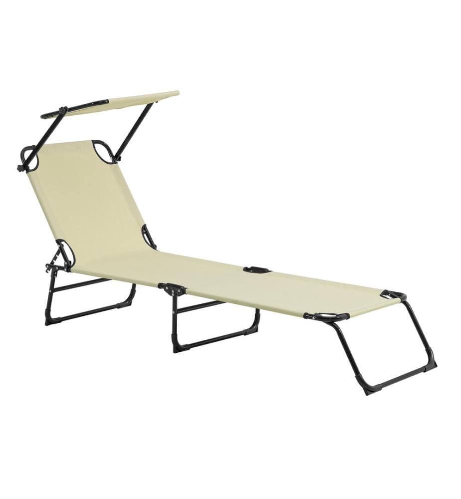 Bain de soleil Lomeda avec toit solaire 187x53x27 cm Crème