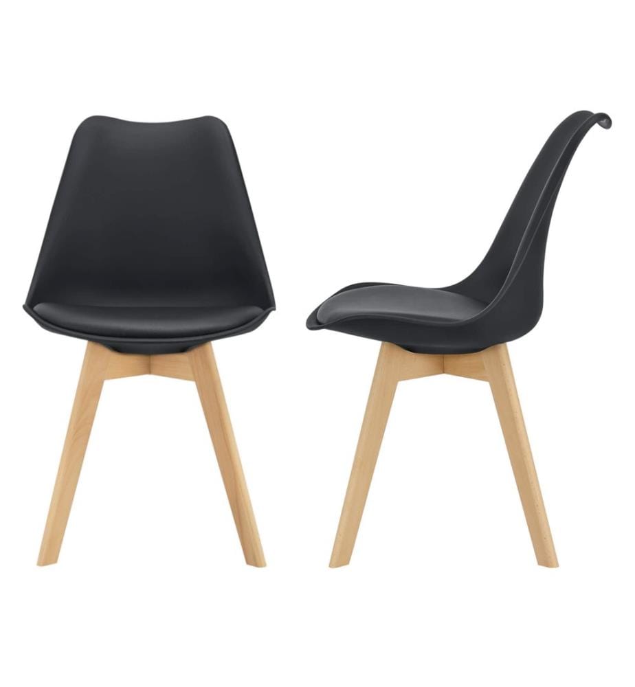 Chaise de salle à manger Fläten (lot de 2) 81x49 cm Noir Similicuir PU