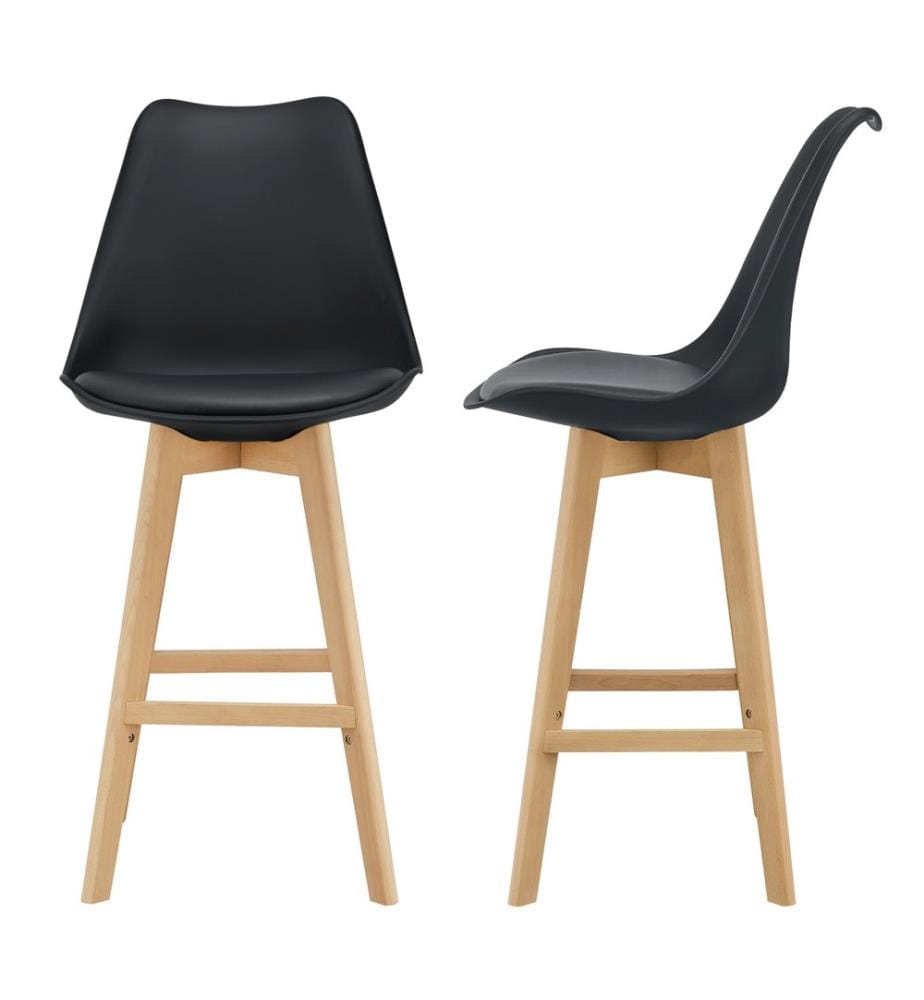 Lot de 2 tabourets de bar Chaise de bar Lublin avec dossier hêtre-structure noir