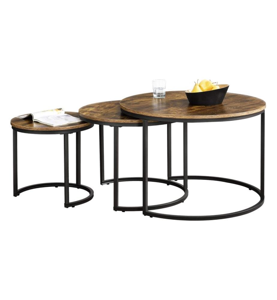 Ensemble de tables basses Arvidsjaur (3 pièces) Bois foncé