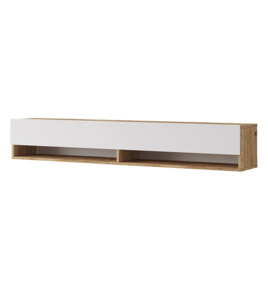 Table TV Laitila 180x31.5x29.5 cm chêne rustique blanc