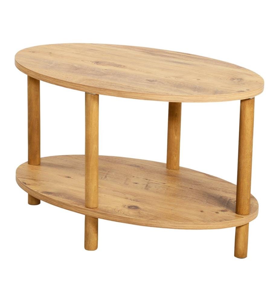 Table basse Højreby avec plateau inférieur 43x70x44 cm Ovale imitation bois