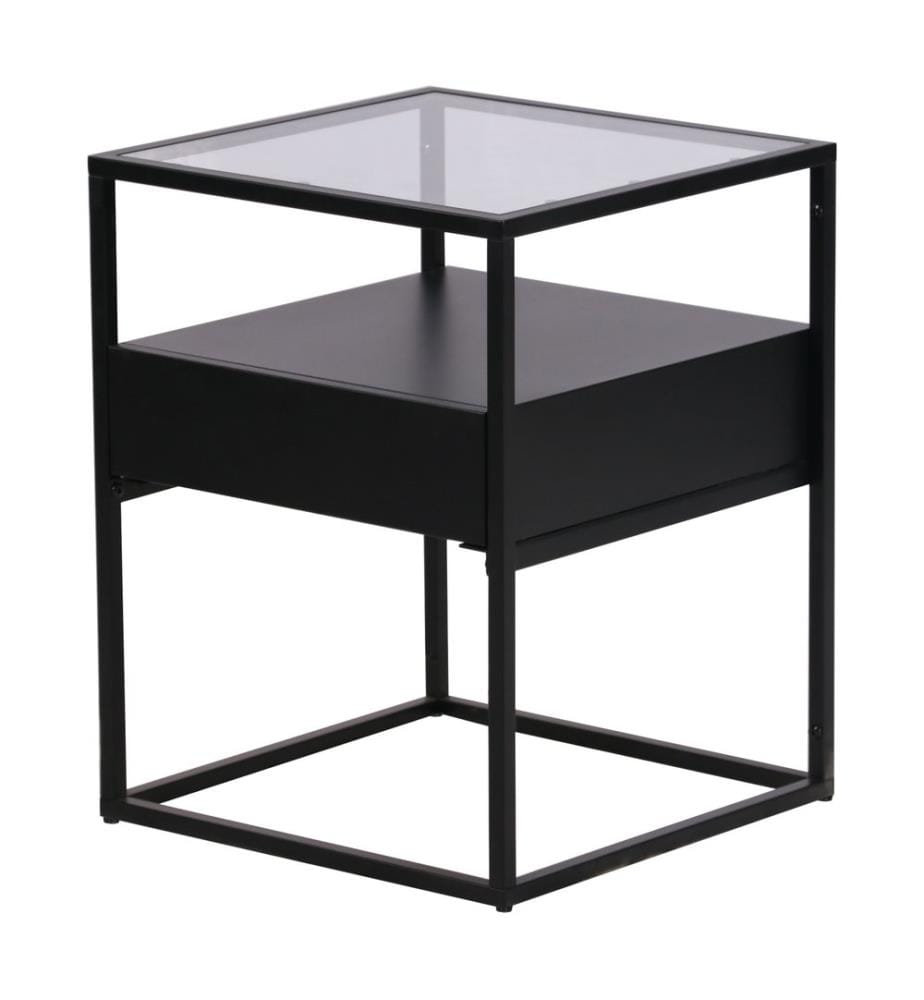 Table d'appoint avec tiroir Noir mat