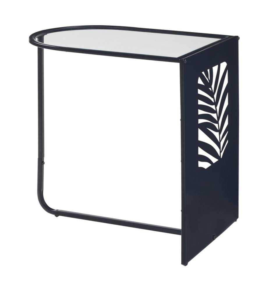 Table d'appoint 50x50x35 cm en métal et verre noir