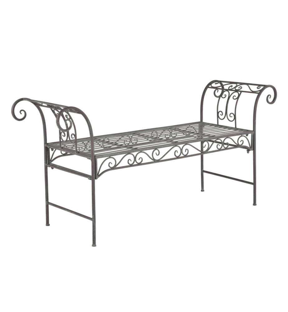 Banc de jardin Cossila 70x147x46 cm Vert foncé avec patine gris clair