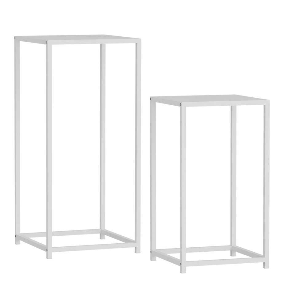 Lot de 2 tables d'appoint en forme de colonne Blanc