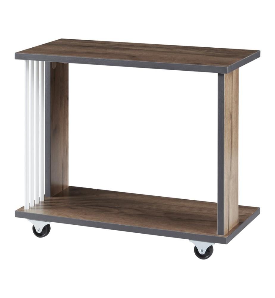 Table d'appoint avec 4 roulettes 42x50x24 cm imitation chêne