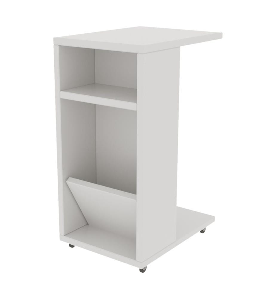 Table d'appoint à roulettes 40x30x63 cm Blanc