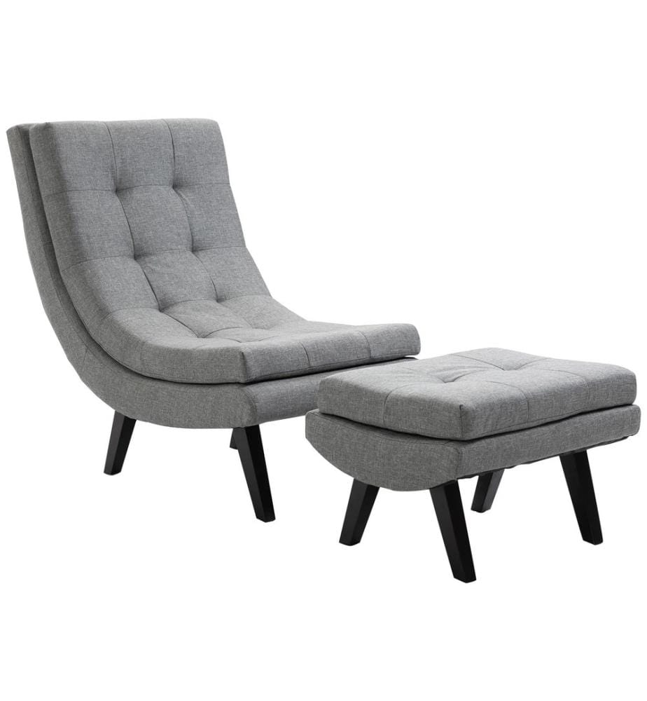 Fauteuil design textile avec repose-pieds gris