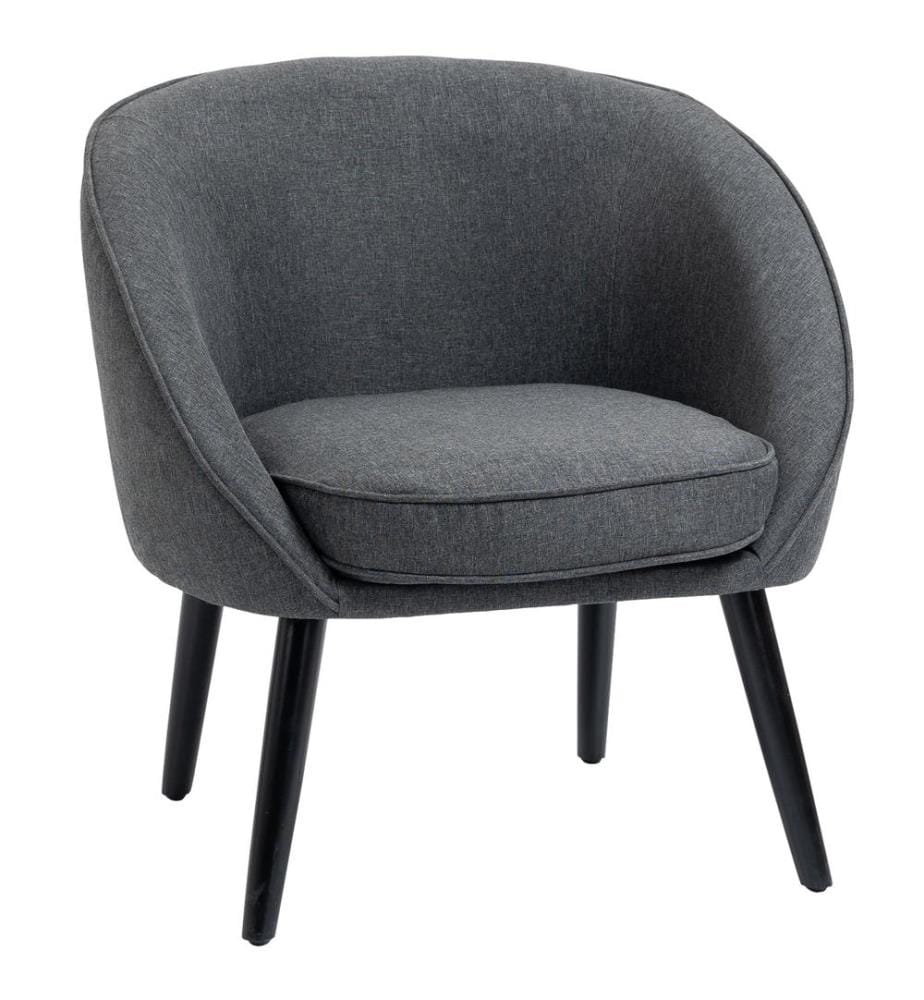 Fauteuil lounge rembourré aspect lin bois gris