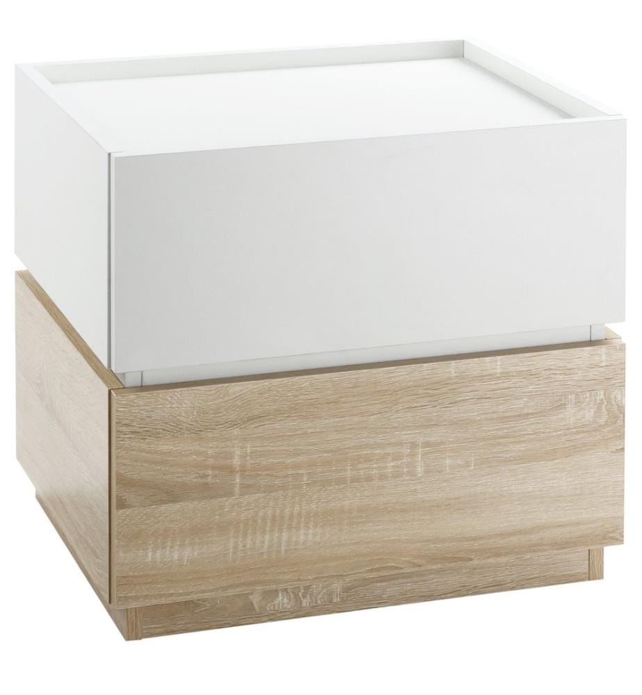 Table de nuit Levi avec tiroir 50 x 40 x 47,5 cm Naturel Blanc