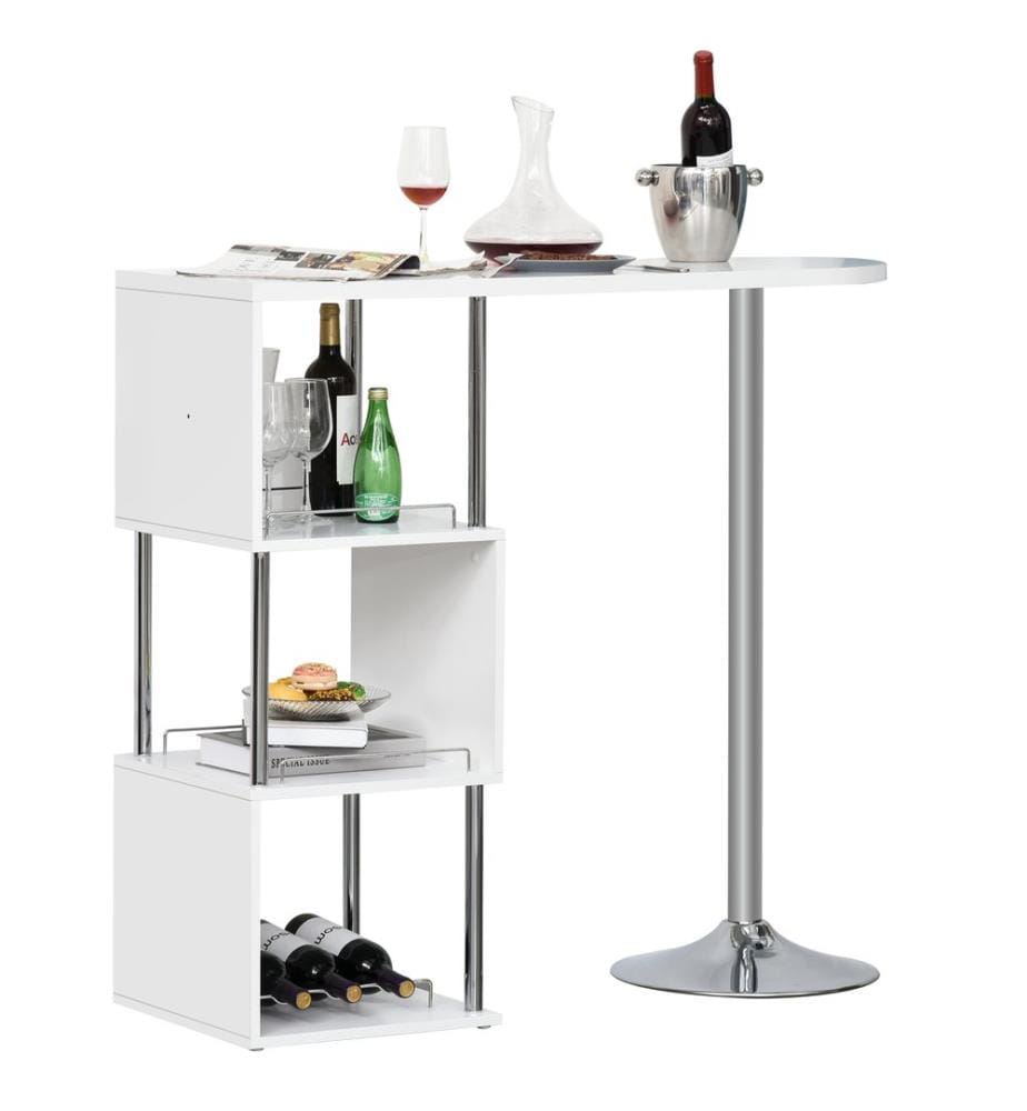Table de bistrot Table de cuisine comptoir 113x40x105 cm avec étagère à vin