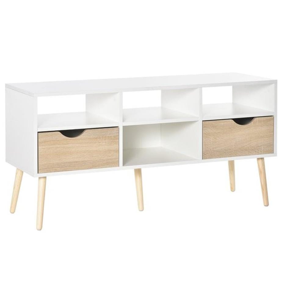 Tablette TV 117L x 39B x 57H cm Blanc Bois