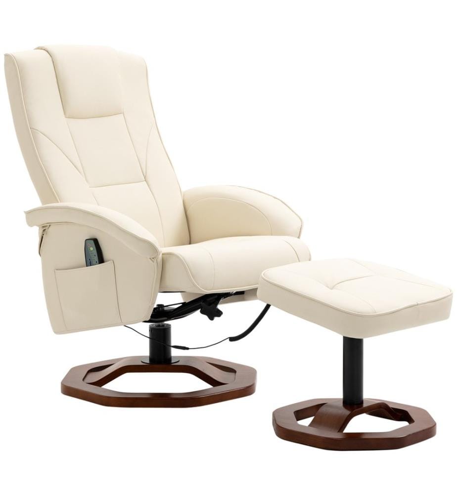 Fauteuil de massage avec repose-pieds pivotant à 360° Crème