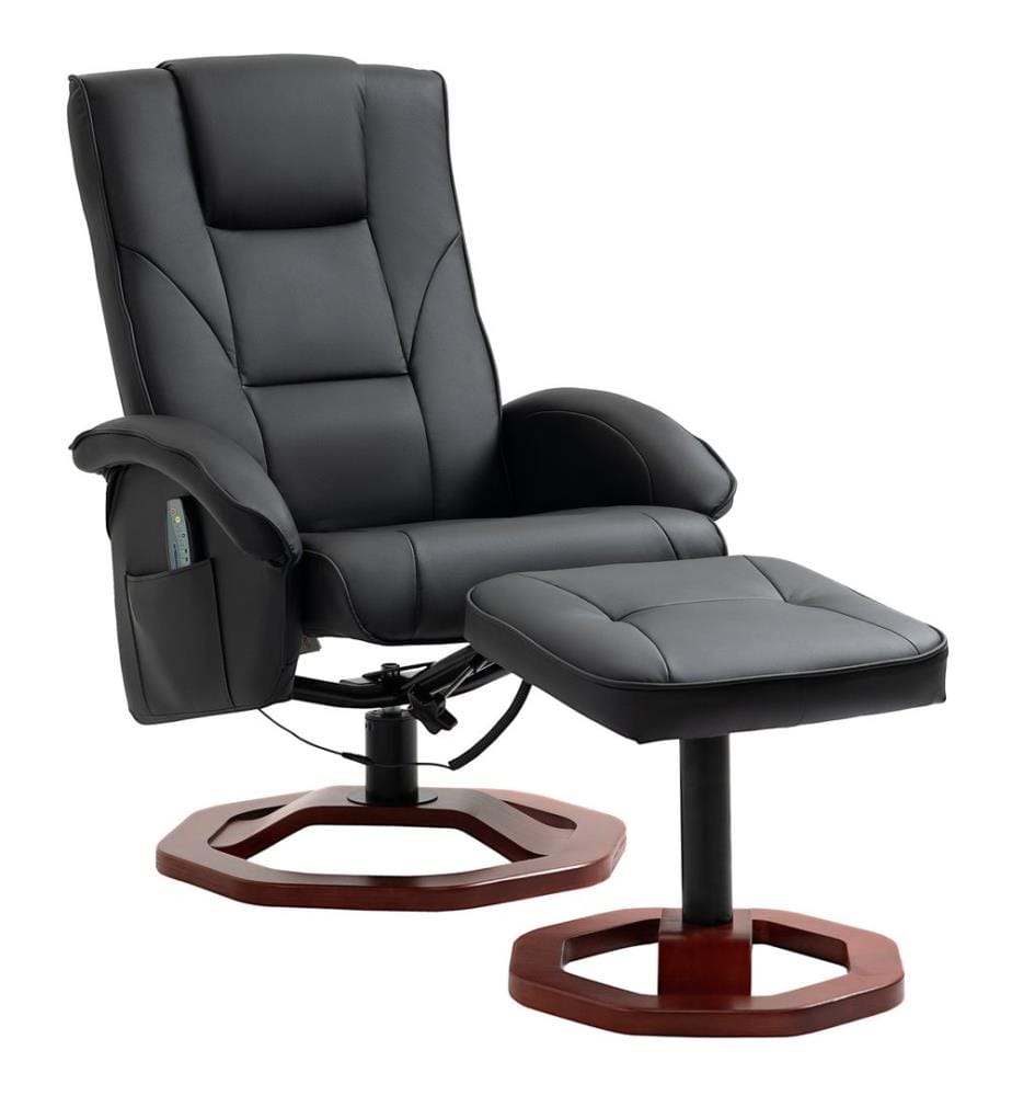 Fauteuil de massage avec repose-pieds pivotant à 360° Noir