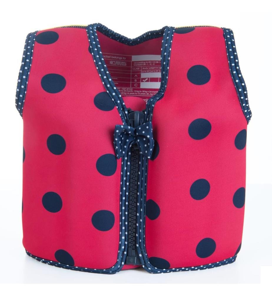 Veste de natation pour l'enfant rose vif avec points, 18-36 mois