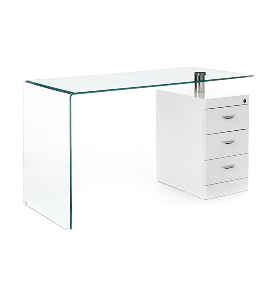 Bureau en Verre - Blanc et Transparent