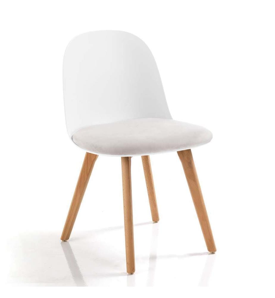Lot de 4 Chaises - Bois et Blanc