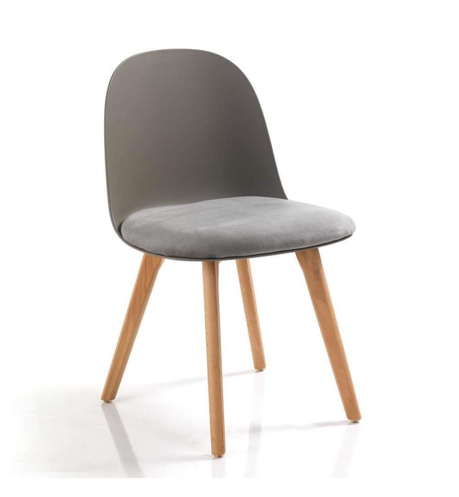 Lot de 4 Chaises - Bois et Gris Foncé