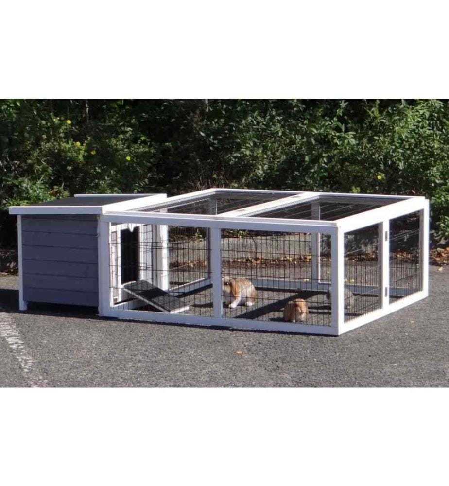 Clapier pour lapins Little White avec cour d'exercice