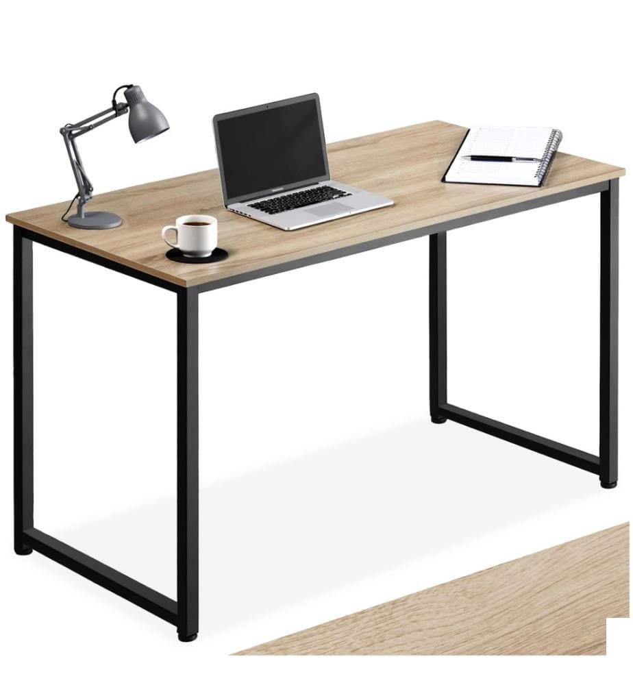 Table de bureau Flint - Bois clair industriel, Chêne Sonoma, 120 cm