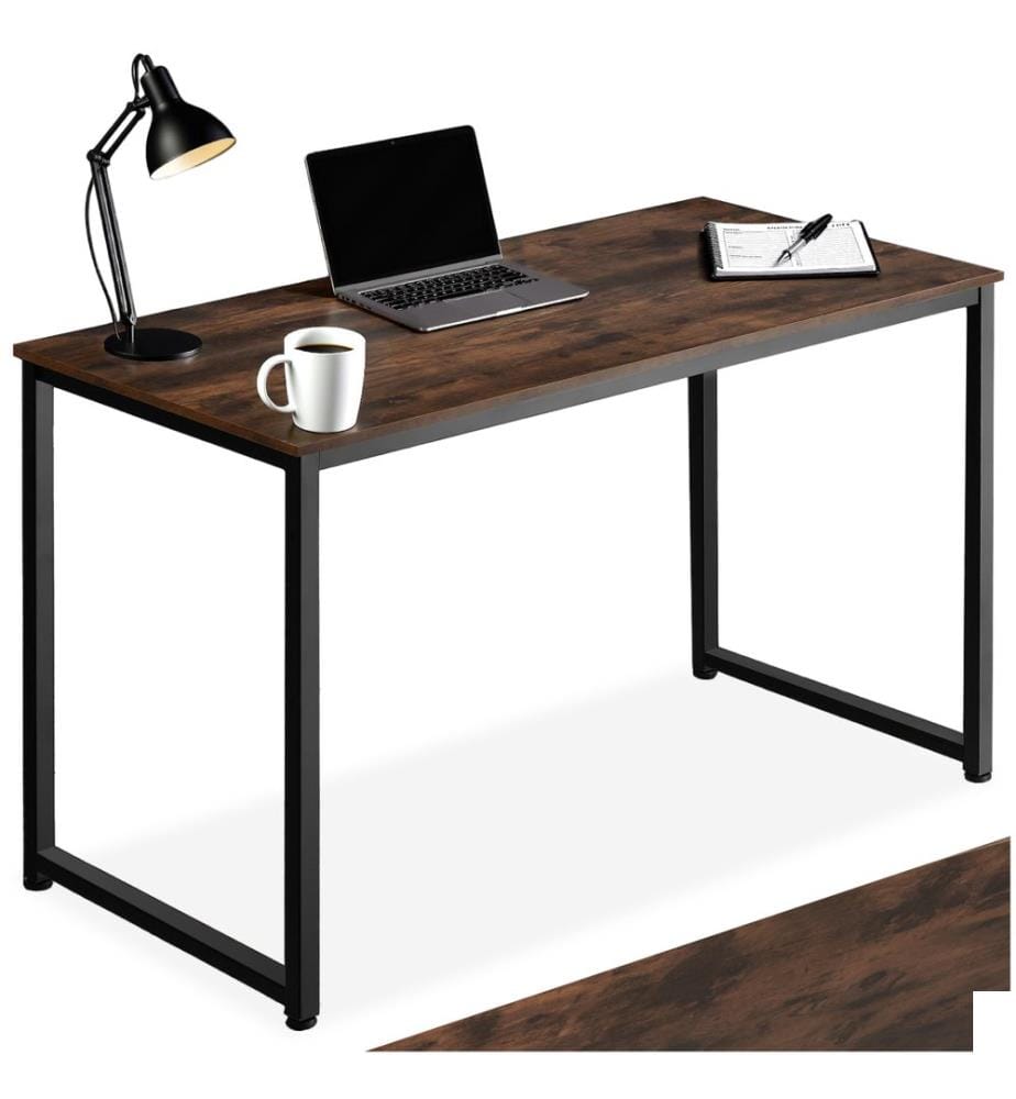 Table de bureau Flint - Bois foncé industriel, rustique, 140 cm