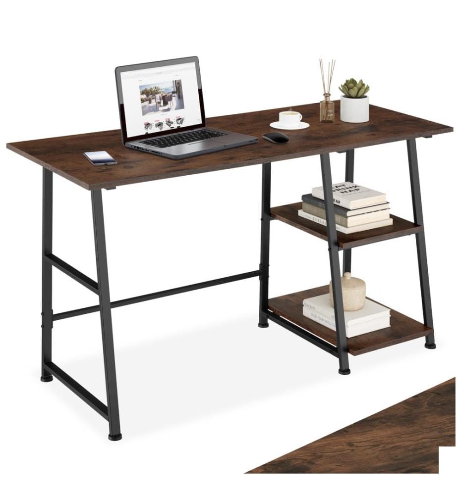 Table de bureau Paisley 120x50x73,5 cm - Bois foncé industriel, rustique