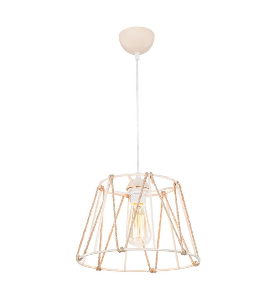 Lampe à suspendre Halifax E27 Blanc Crème Jute