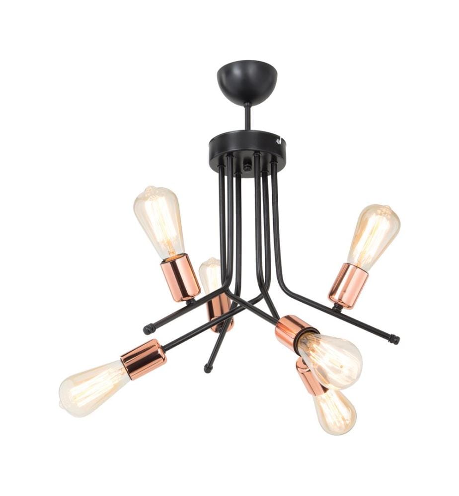 Lampe de plafond Plafonnier Halesowen 6xE27 Cuivre