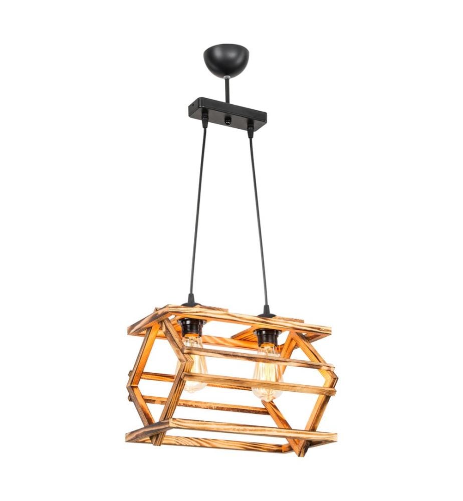 Suspension Kettering 2xE27 bois massif noir imitation bois