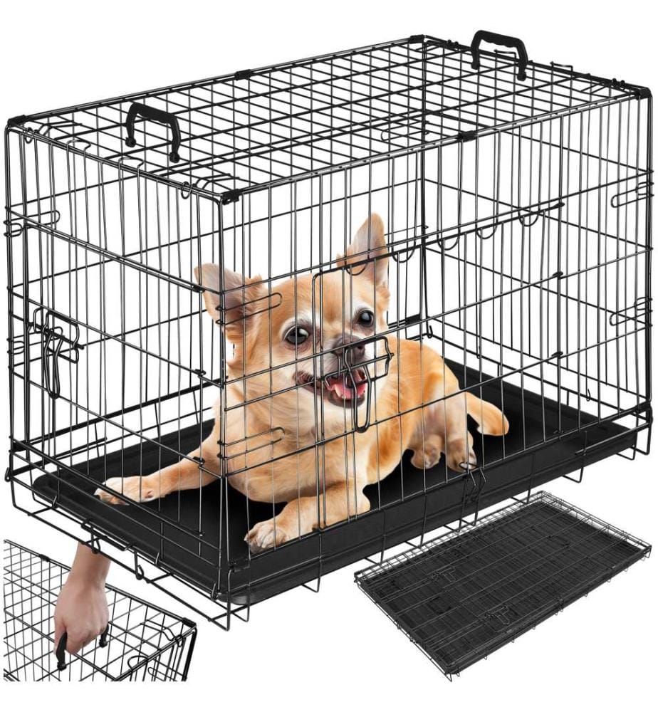 Cage pour chien Luna, pliable, avec 2 portes - 78 x 48 x 52,5 cm