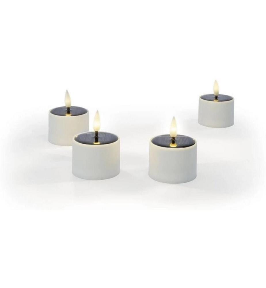 STT Set de bougies à chauffe-plat LED Solaire Ø 5 x 6.5 cm, blanc, 4 pcs