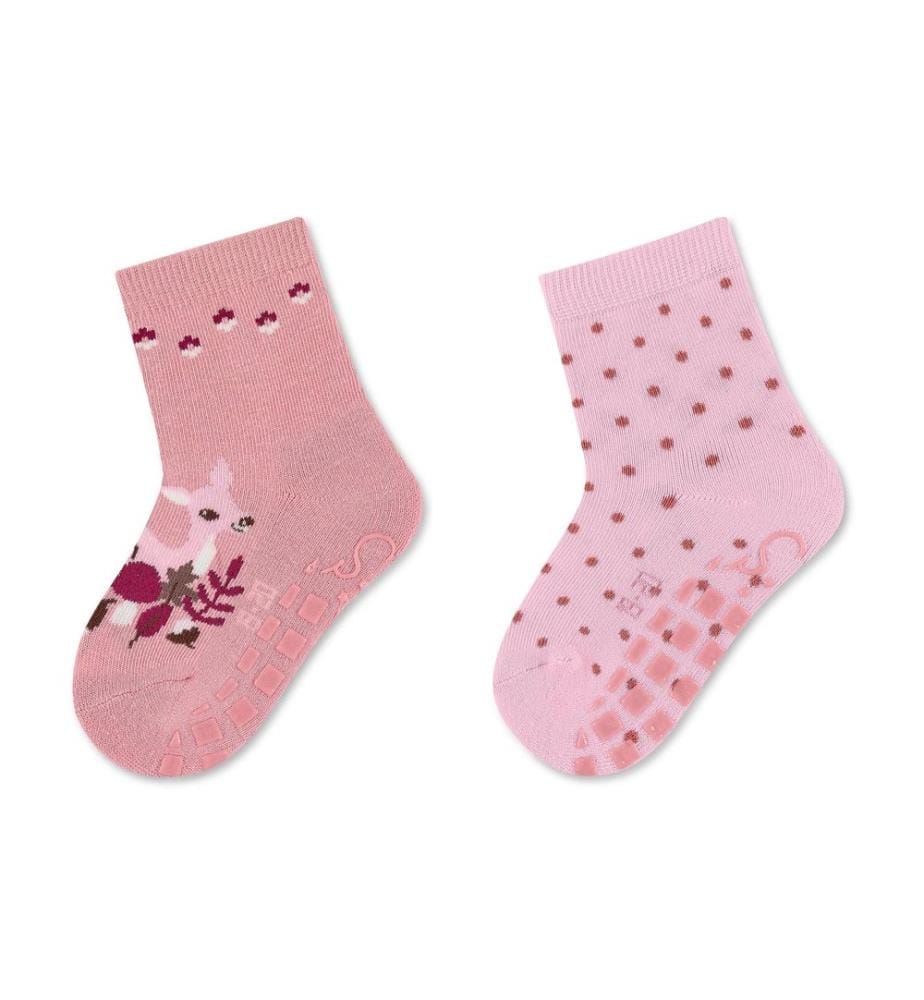 STERNTALER - Chaussettes antidérapantes Chevreuil/toupons set de 2 Rose Taille 26