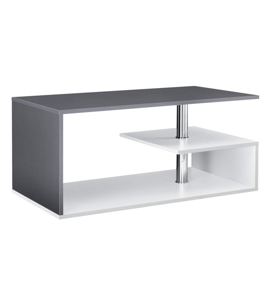 Table basse Harleem 90x50 cm avec étagère Blanc Gris