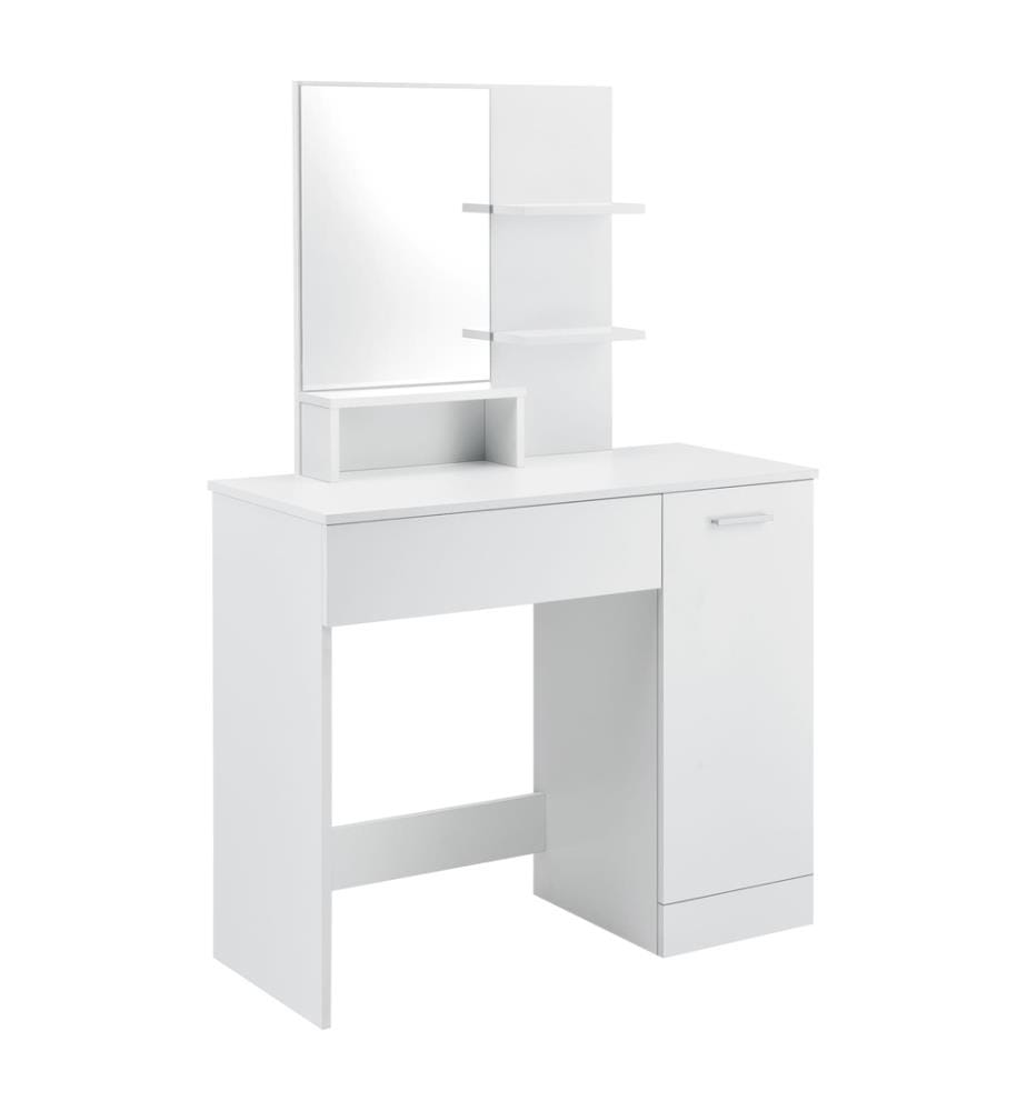 Frisierko mmode Coiffeuse Krugersdorp 138x90x38 cm avec étagères Blanc