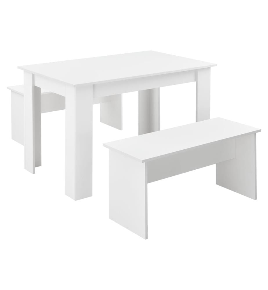 Ensemble table et banc Hokksund 110x70 cm avec 2 bancs Blanc