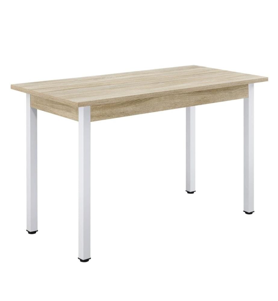 Table de salle à manger La Haye 120x60 cm Acier Chêne Blanc
