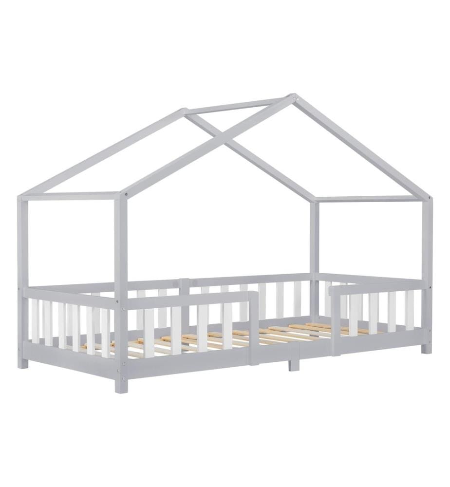 Lit d'enfant Treviolo 90x200 cm avec sommier à lattes treillis bois
