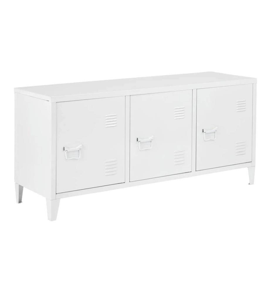 Table TV Kotka avec trois portes de placard Acier 58 x 113 x 40 cm