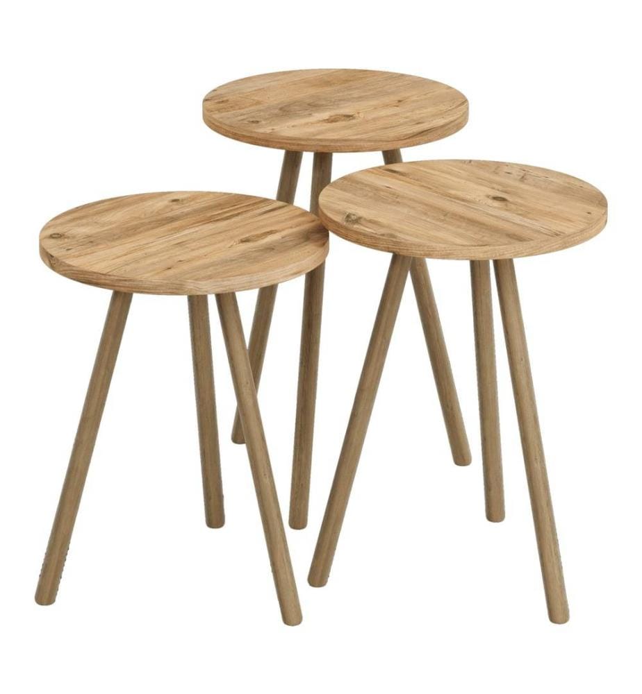 Set de 3 tables d'appoint Hjørring Ronde 49x34 cm aspect bois