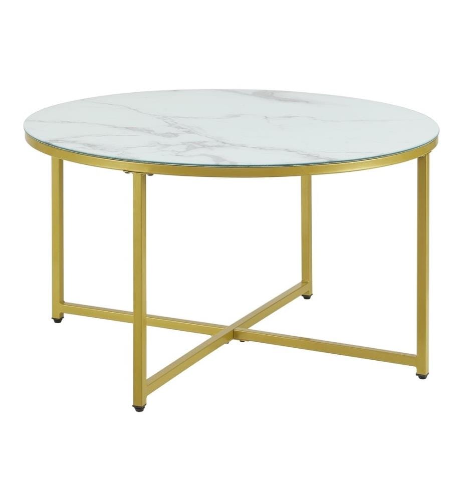 Table basse Uppvidinge 45x80 cm marbre. blanc or