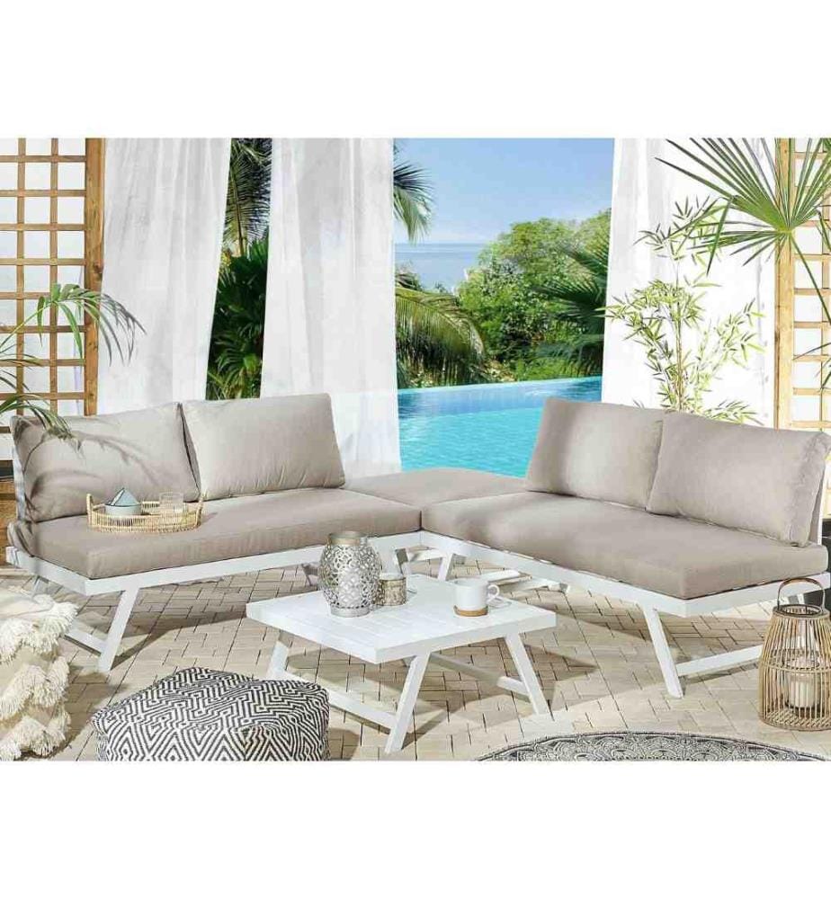Ensemble de canapés d'angle de jardin 5 places COCCORINO Métal Taupe