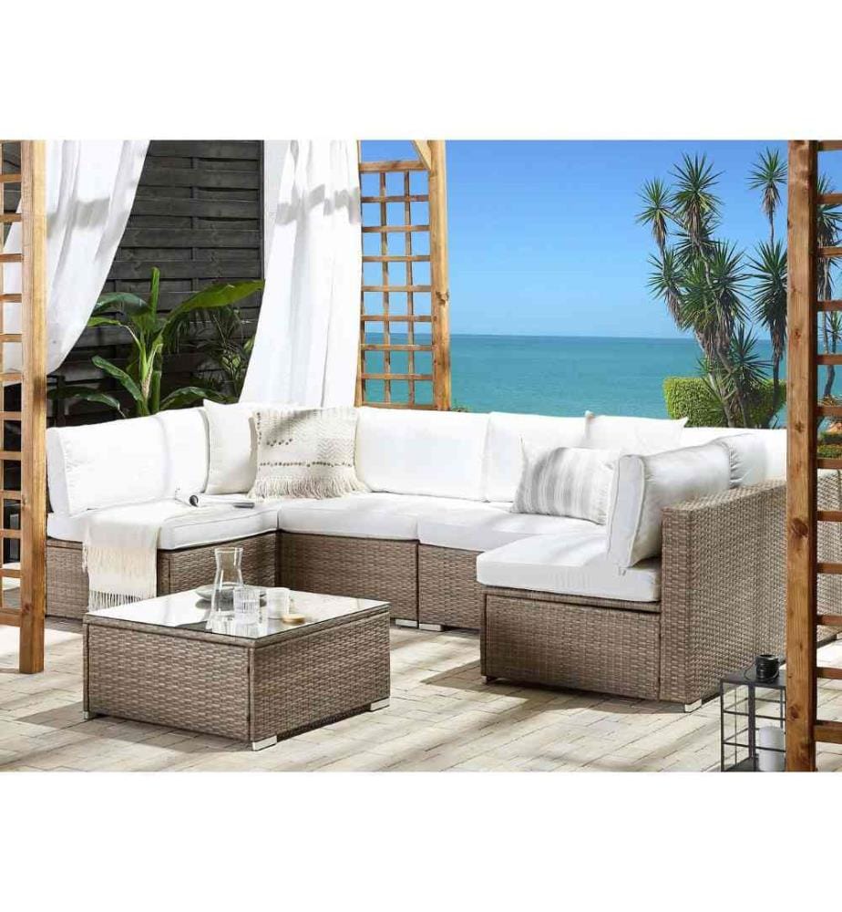 Ensemble de canapés d'angle de jardin 6 places BELVEDERE Polyrotin Blanc
