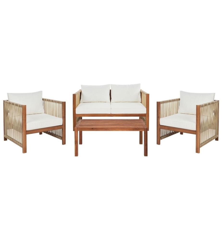 Ensemble de salon de jardin avec table 4 places ANTRIA Acacia Beige