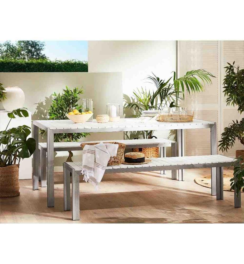 Salle à manger de jardin 6 places NARDO Blanc