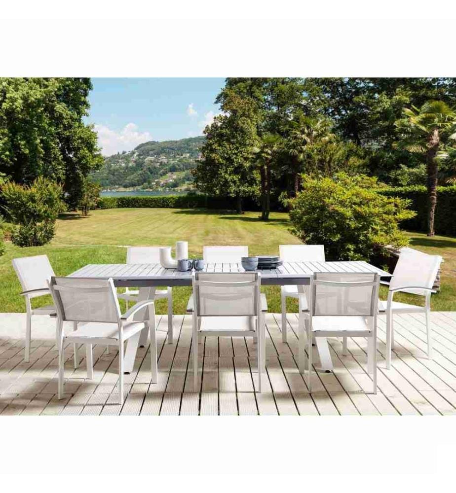 Salle à manger de jardin 8 places PERETA Métal Gris