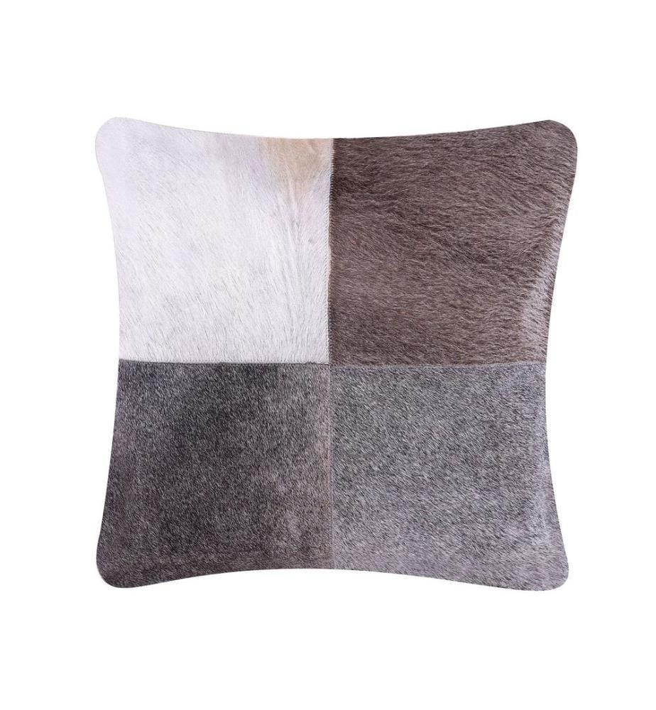 Coussin NELLAD Cuir 45 x 45 cm Gris Patchwork